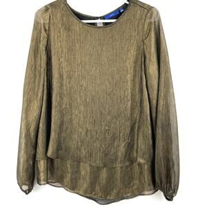 Apt. 9 Women's Pullover Layered Blouse, Black/Gold, Sz. S Shiny Shimmery *READ*